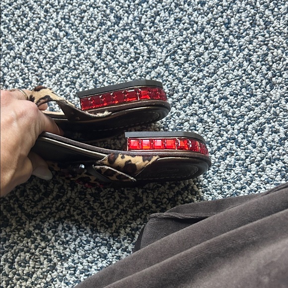 Donald J. Pliner Leopard Sandals with Red Details - Picture 4 of 6